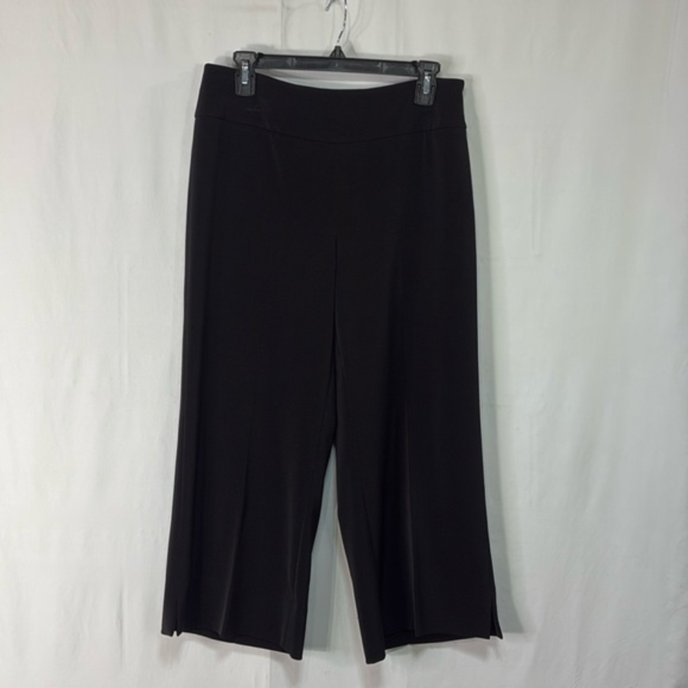 🍡 whbm black woven side zip cropped full leg pants